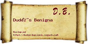 Dudás Benigna névjegykártya